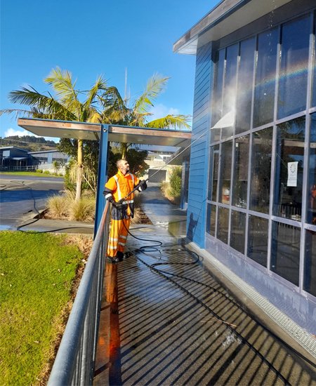 Exterior building washing